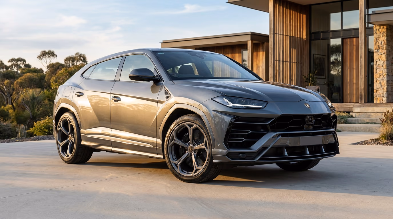 Lamborghini Urus parked outside a modern home — the model insured on this page
